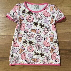 Playful Flamingo and Ice Cream Print Kids Dress